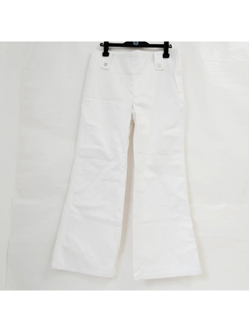 Chanel White Wide Leg Cotton Pants Jeans Size 40 Made in Italy